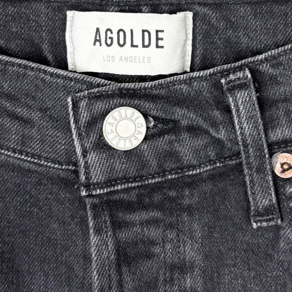 Agolde Nico High Rise Slim Denim Jeans Cotton Stretch Destroyed Button Fly 26 - Picture 6 of 12